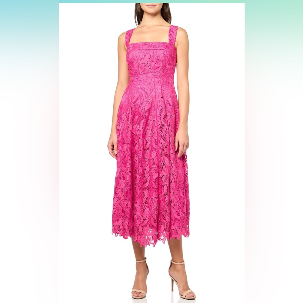 Shoshanna Pink A-line Midi Dress for Weddings